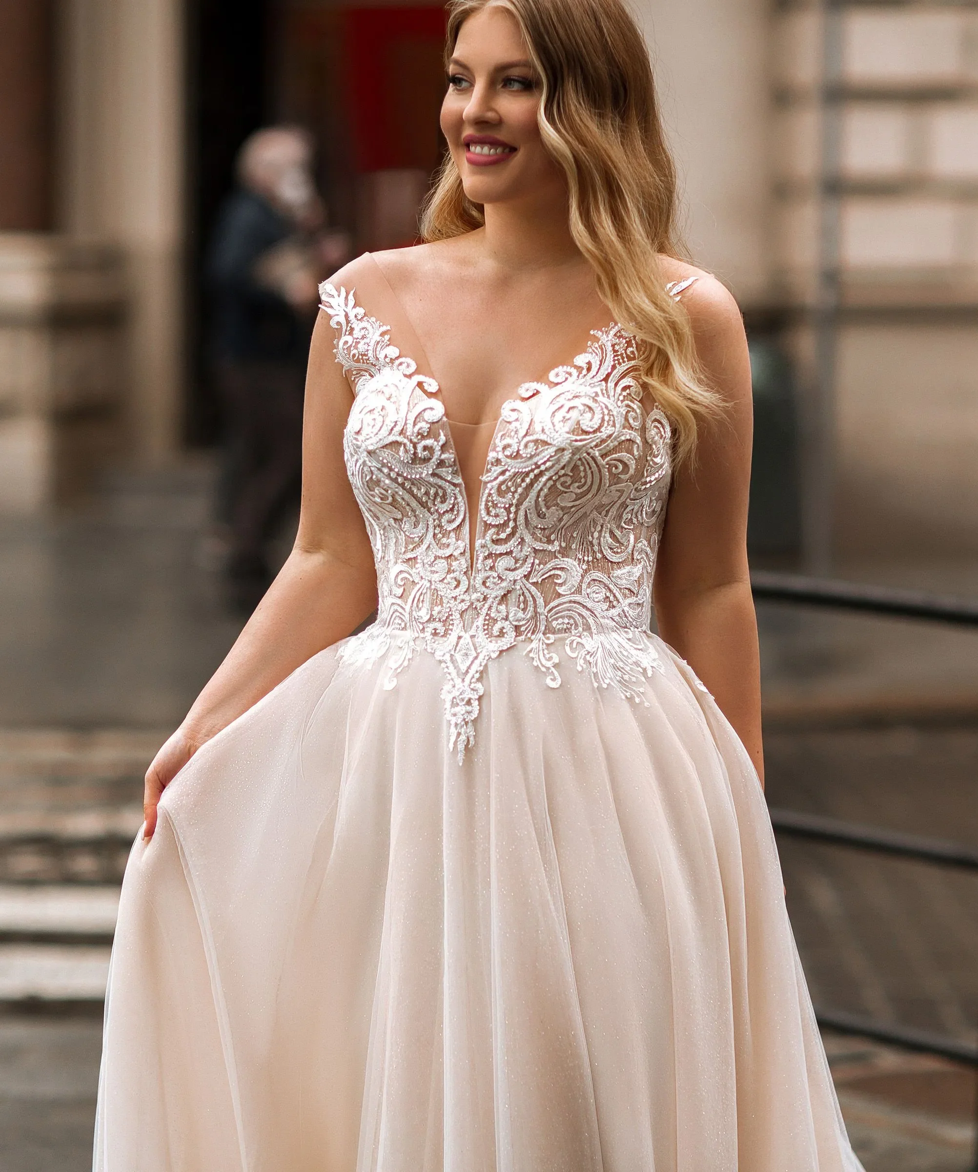 Classic Tulle Wedding Dresses V Neck Sleeveless Bride Gowns Lace Applique Floor Length A-Line Vestidos De Novia - Image 3