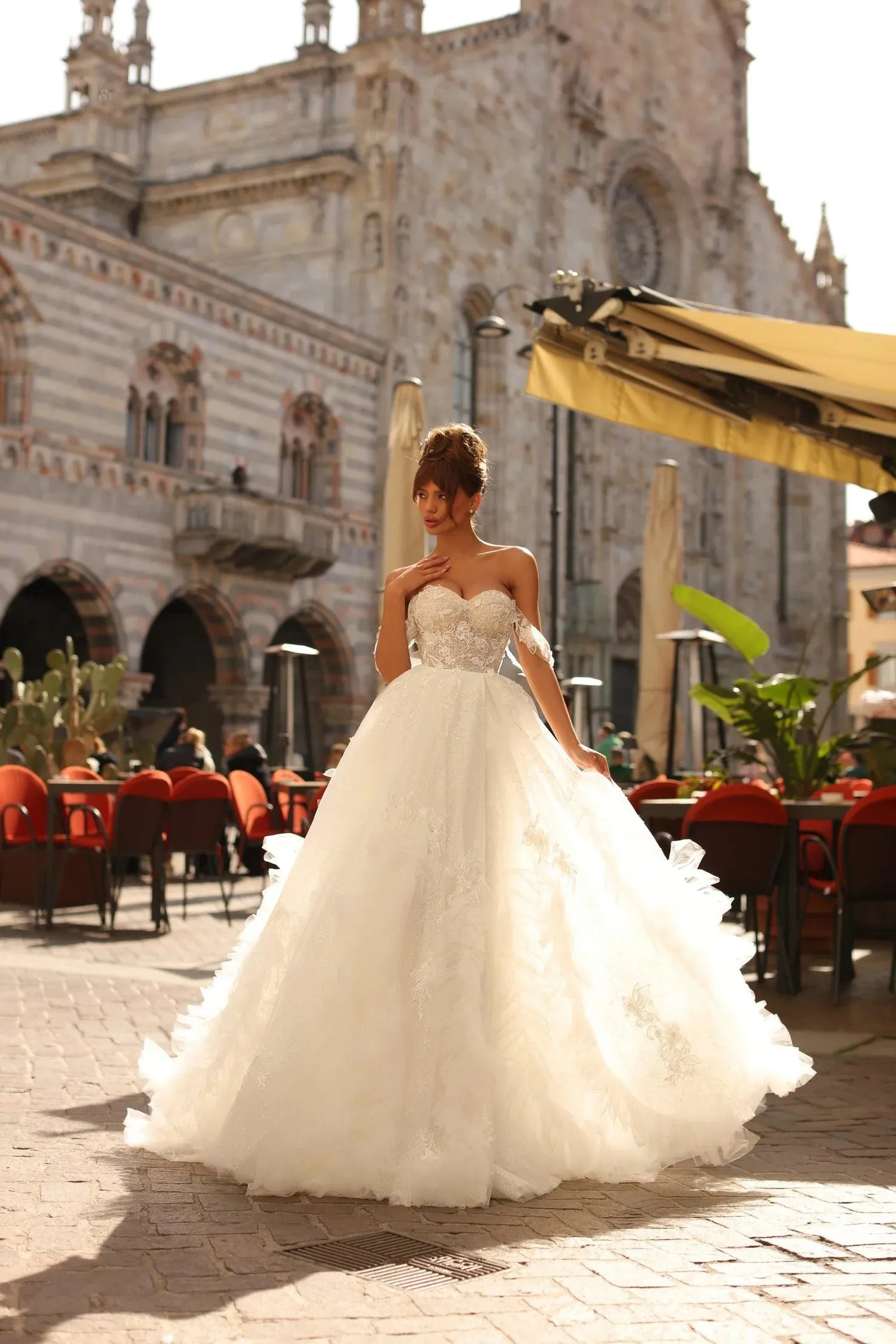 Classic Wedding Gown For Women Appliques Off the Shoulder Lace Up Charming Side Slit Vestidos De Novia Customised - Image 3
