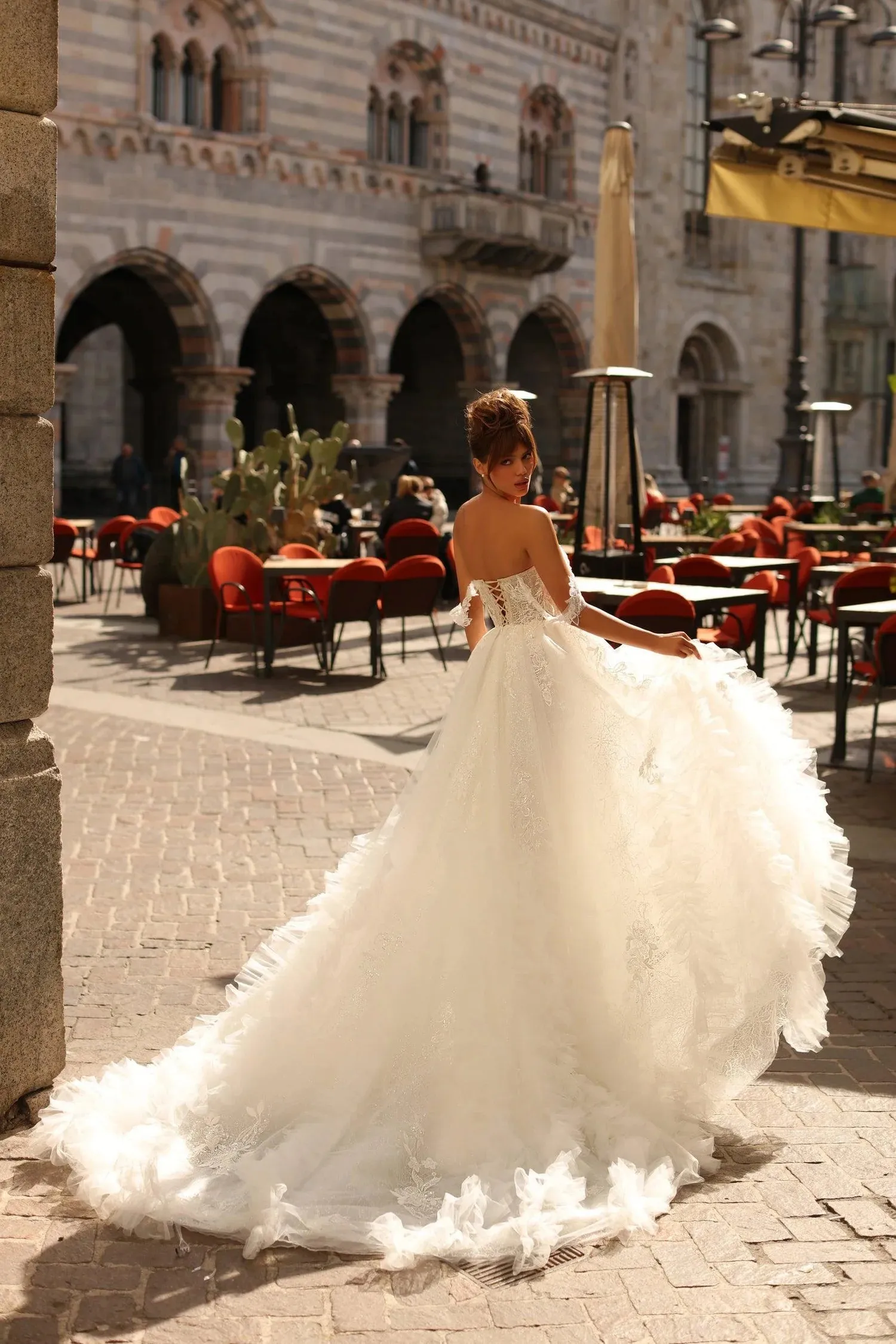 Classic Wedding Gown For Women Appliques Off the Shoulder Lace Up Charming Side Slit Vestidos De Novia Customised - Image 4