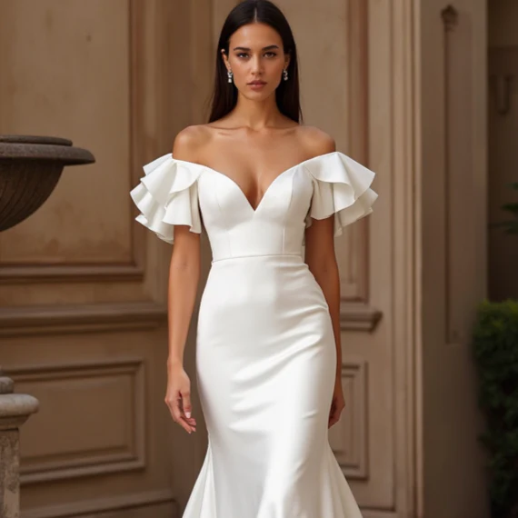 Classic White Mermaid Wedding Dress with a Sweetheart Bodice for a Flattering Fit - Image 4