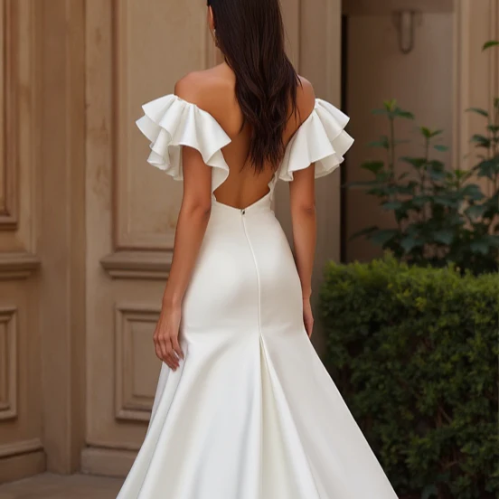 Classic White Mermaid Wedding Dress with a Sweetheart Bodice for a Flattering Fit - Image 5