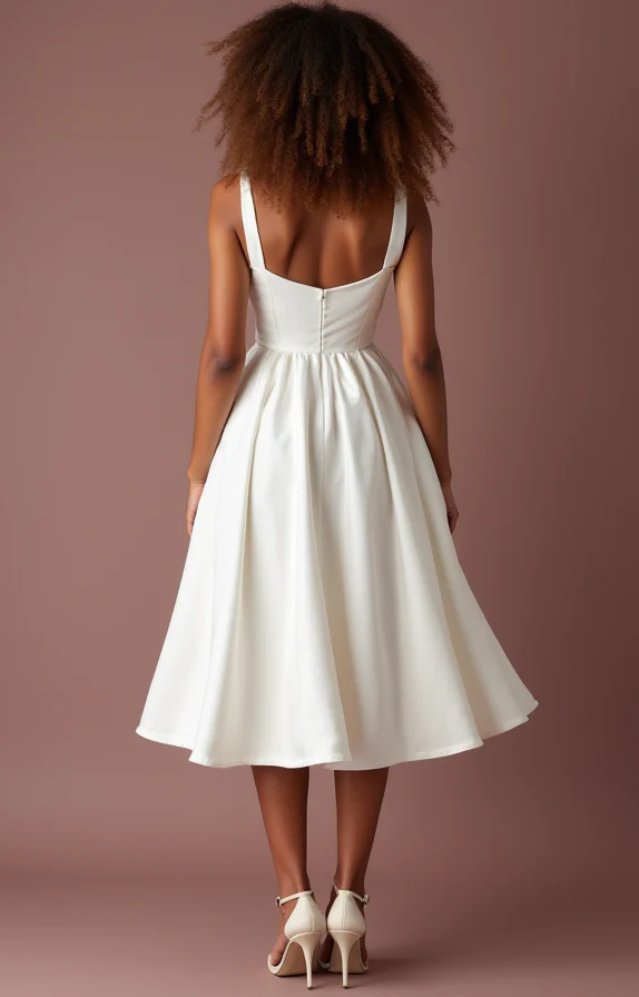 Classic White Mini Short Wedding Dress with a Fit-and-Flare Silhouette for a Feminine Shape - Image 3
