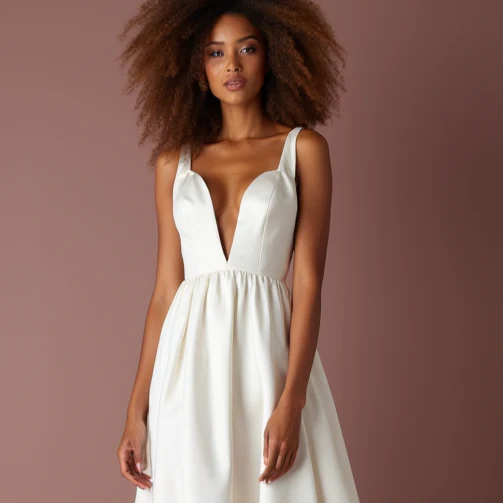 Classic White Mini Short Wedding Dress with a Fit-and-Flare Silhouette for a Feminine Shape - Image 4