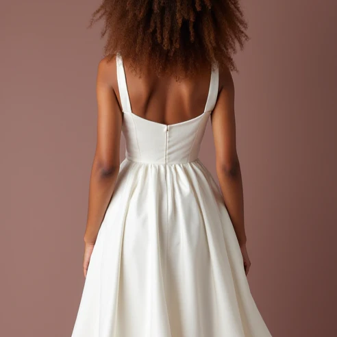 Classic White Mini Short Wedding Dress with a Fit-and-Flare Silhouette for a Feminine Shape - Image 5