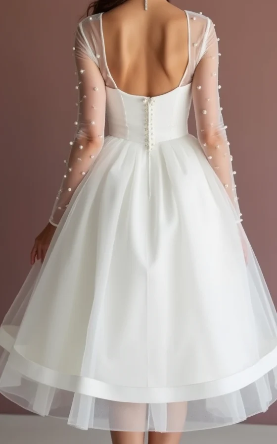 Classic White Mini Short Wedding Dress with a Wide Strap for a Comfortable Fit - Image 3