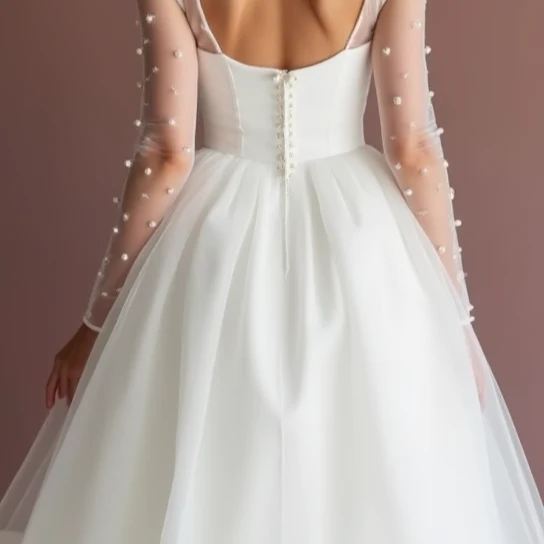 Classic White Mini Short Wedding Dress with a Wide Strap for a Comfortable Fit - Image 5