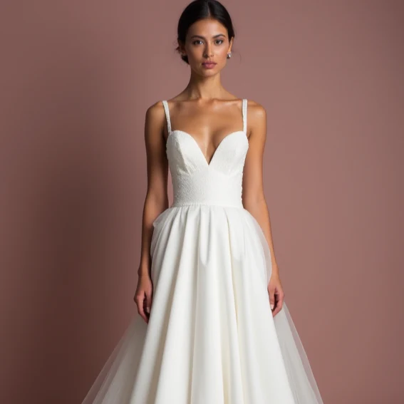 Classic White Princess Wedding Gown with Pearl Embellishments for Elegance - Image 4