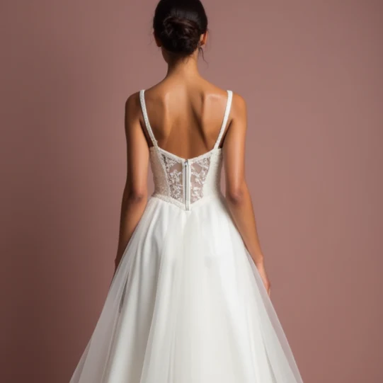 Classic White Princess Wedding Gown with Pearl Embellishments for Elegance - Image 5
