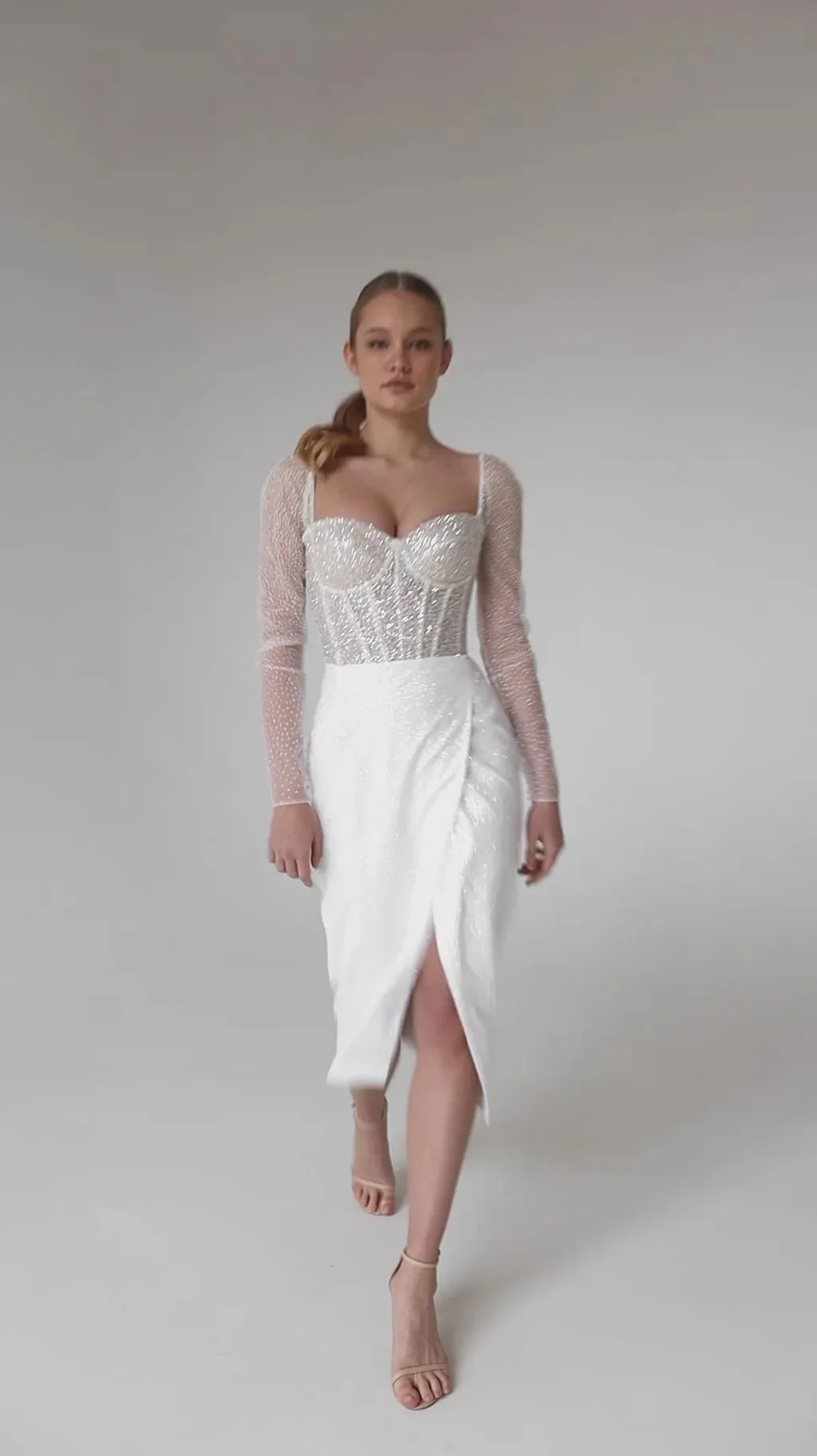 Sparkly with Long Sleeves Vestido De Novia Wedding Dress Princess Bow Court Train Modern Dress Mermaid Gown Satin - Image 8