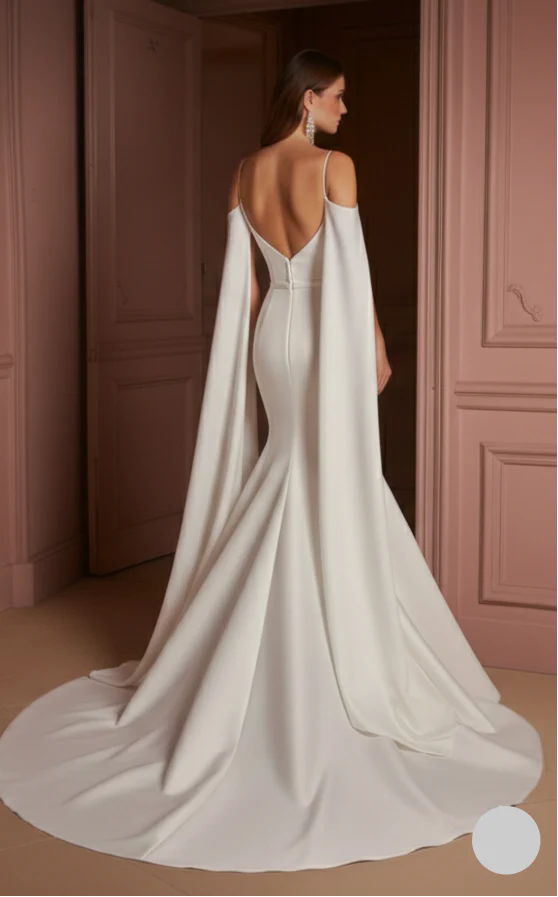 Split Sleeve Wedding Dress Modern Long Unique Design Gown - Image 3