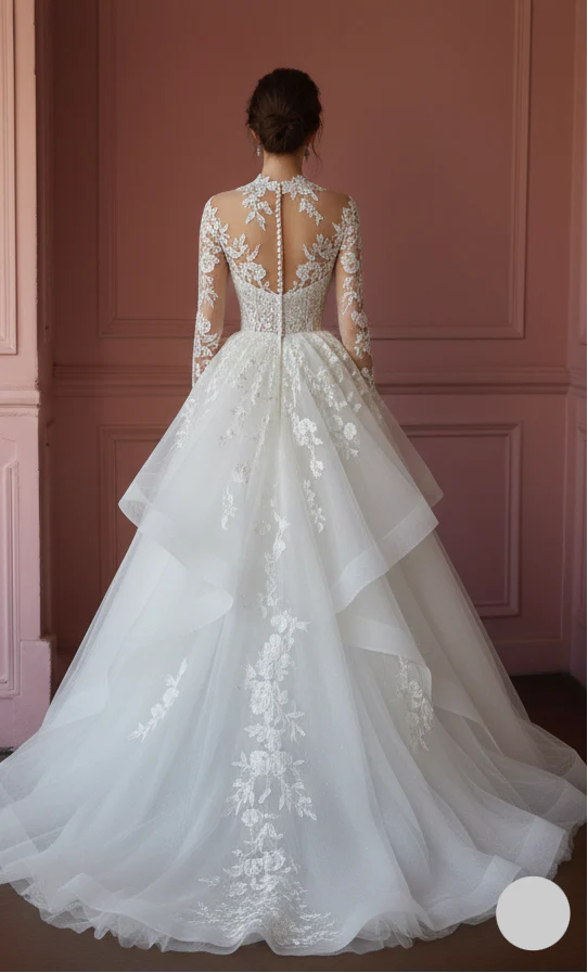 Layered Wedding Dress Organza Ball Long Gown Classic Fashion - Image 3