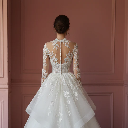 Layered Wedding Dress Organza Ball Long Gown Classic Fashion - Image 5