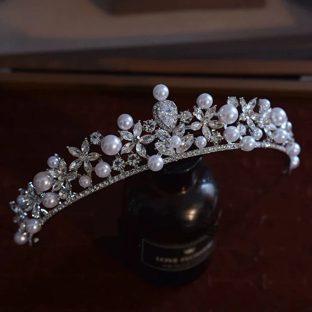 Crystal Rhinestones Tiaras and Crowns Pearl Diadem Women Bride Prom Pageant Headband Bridal Hair Jewelry Wedding Accessories - Image 4