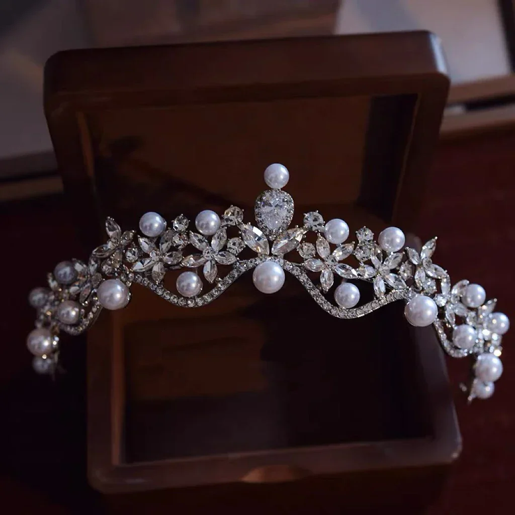 Crystal Rhinestones Tiaras and Crowns Pearl Diadem Women Bride Prom Pageant Headband Bridal Hair Jewelry Wedding Accessories - Image 6