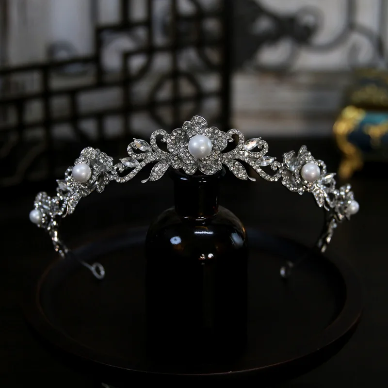 Crystal Tiaras And Crowns For Wedding Bride Headpiece Pearl Bridal Headbands Tiaras For Women Girl 15 Years Party Prom Headdress - Image 3