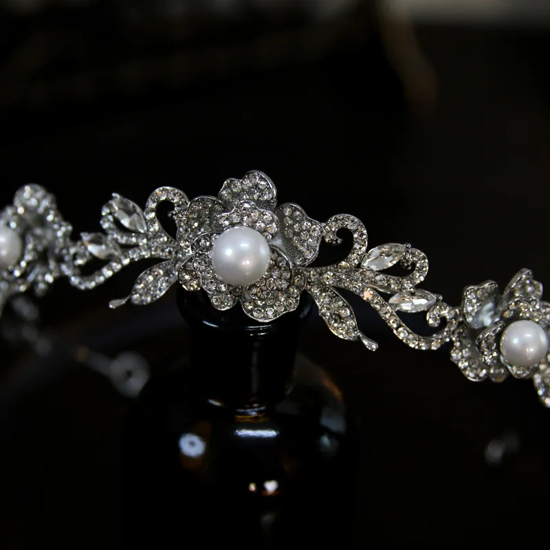 Crystal Tiaras And Crowns For Wedding Bride Headpiece Pearl Bridal Headbands Tiaras For Women Girl 15 Years Party Prom Headdress - Image 4