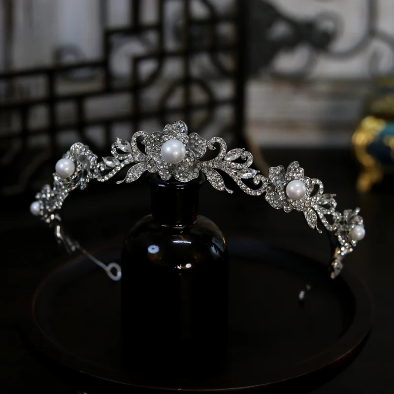 Crystal Tiaras And Crowns For Wedding Bride Headpiece Pearl Bridal Headbands Tiaras For Women Girl 15 Years Party Prom Headdress - Image 9