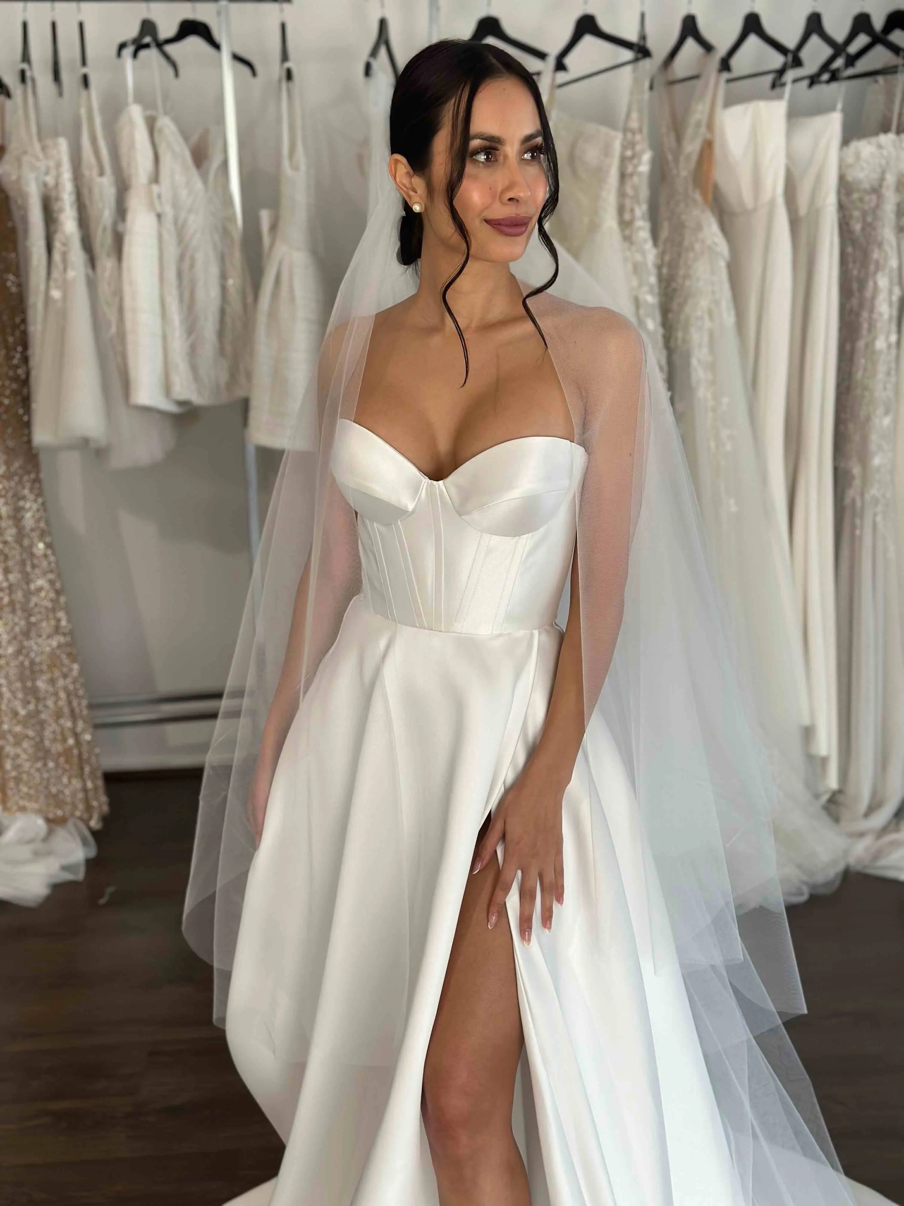 Dramatic full skirt Wedding Dress Satin Bridal Gown Skirt Vestido De Novia Bow Court Train Dress - Image 7