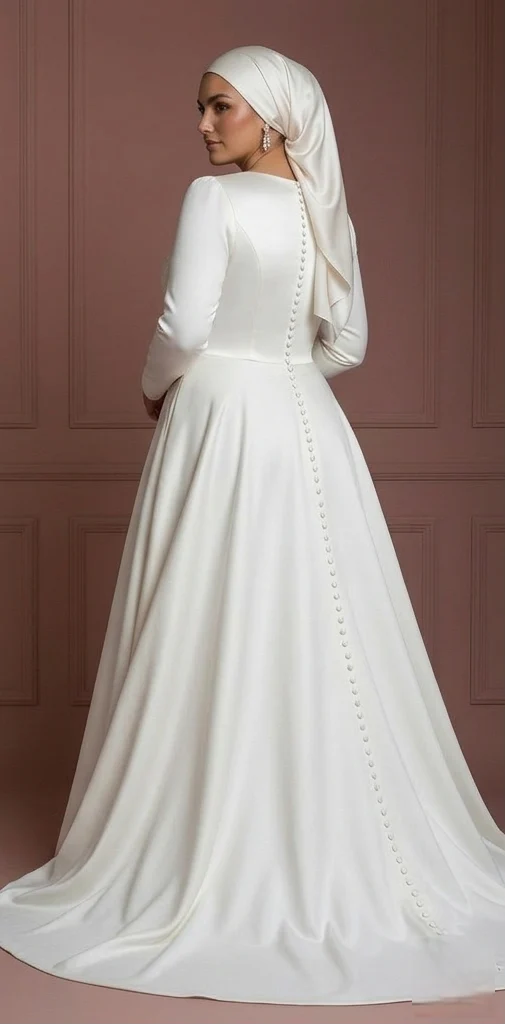 Curvy Hijab Bridal Wedding Dress Elegant Modest Style Muslim - Image 3