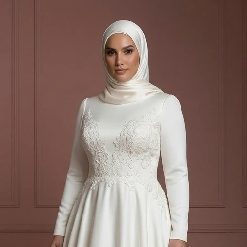 Curvy Hijab Bridal Wedding Dress Elegant Modest Style Muslim - Image 4