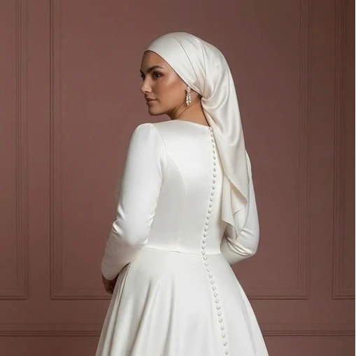 Curvy Hijab Bridal Wedding Dress Elegant Modest Style Muslim - Image 5