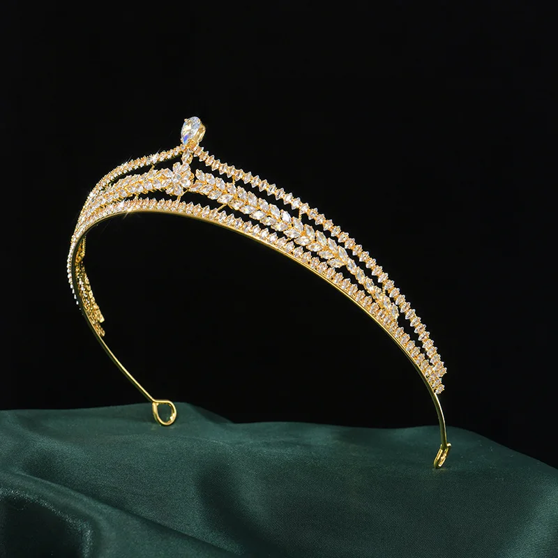 CZ Zircon Tiara Crown Zirconia Headband For Brides Women Prom Pageant Diadem Headpiece Wedding Accessories Bridal Hair Jewelry - Image 3