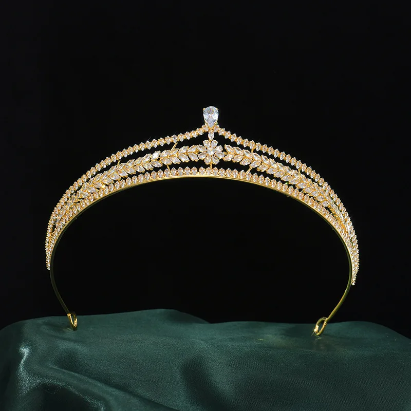 CZ Zircon Tiara Crown Zirconia Headband For Brides Women Prom Pageant Diadem Headpiece Wedding Accessories Bridal Hair Jewelry - Image 4