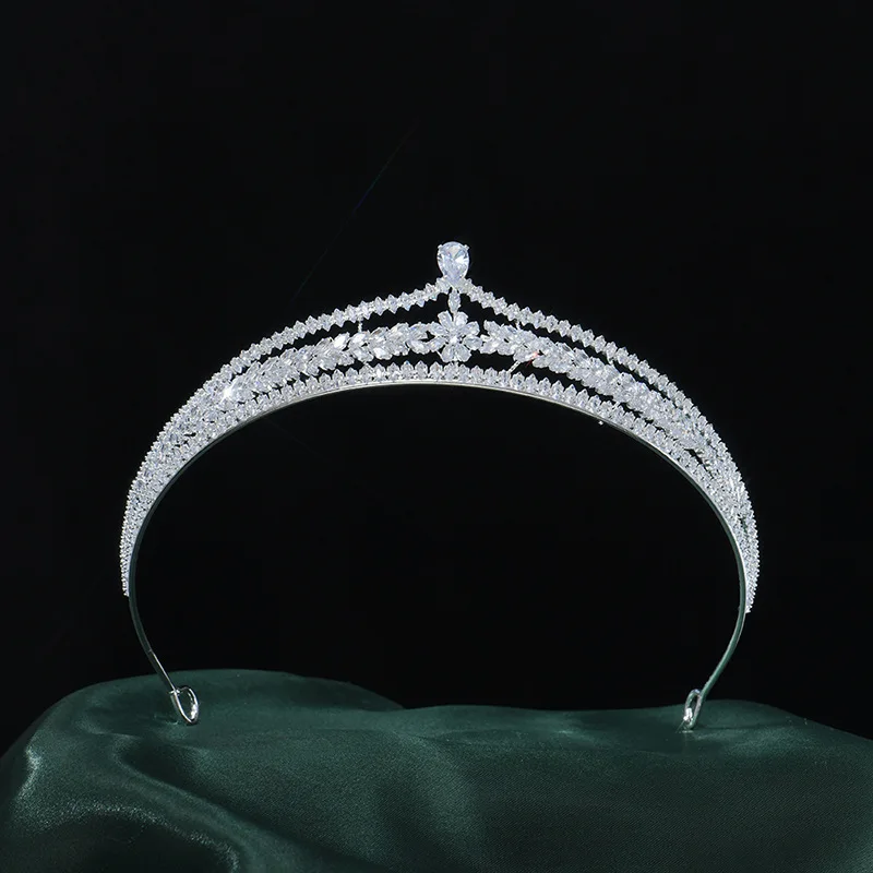 CZ Zircon Tiara Crown Zirconia Headband For Brides Women Prom Pageant Diadem Headpiece Wedding Accessories Bridal Hair Jewelry - Image 5