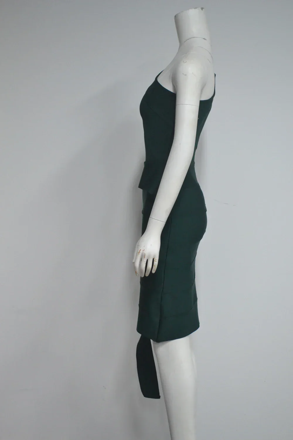 Darkgreen Color Women Sexy One Shoulder Ruffles Bodycon Mini Bandage Dress Office Lady Celebrate Evening Party Outfit Vestido - Image 3
