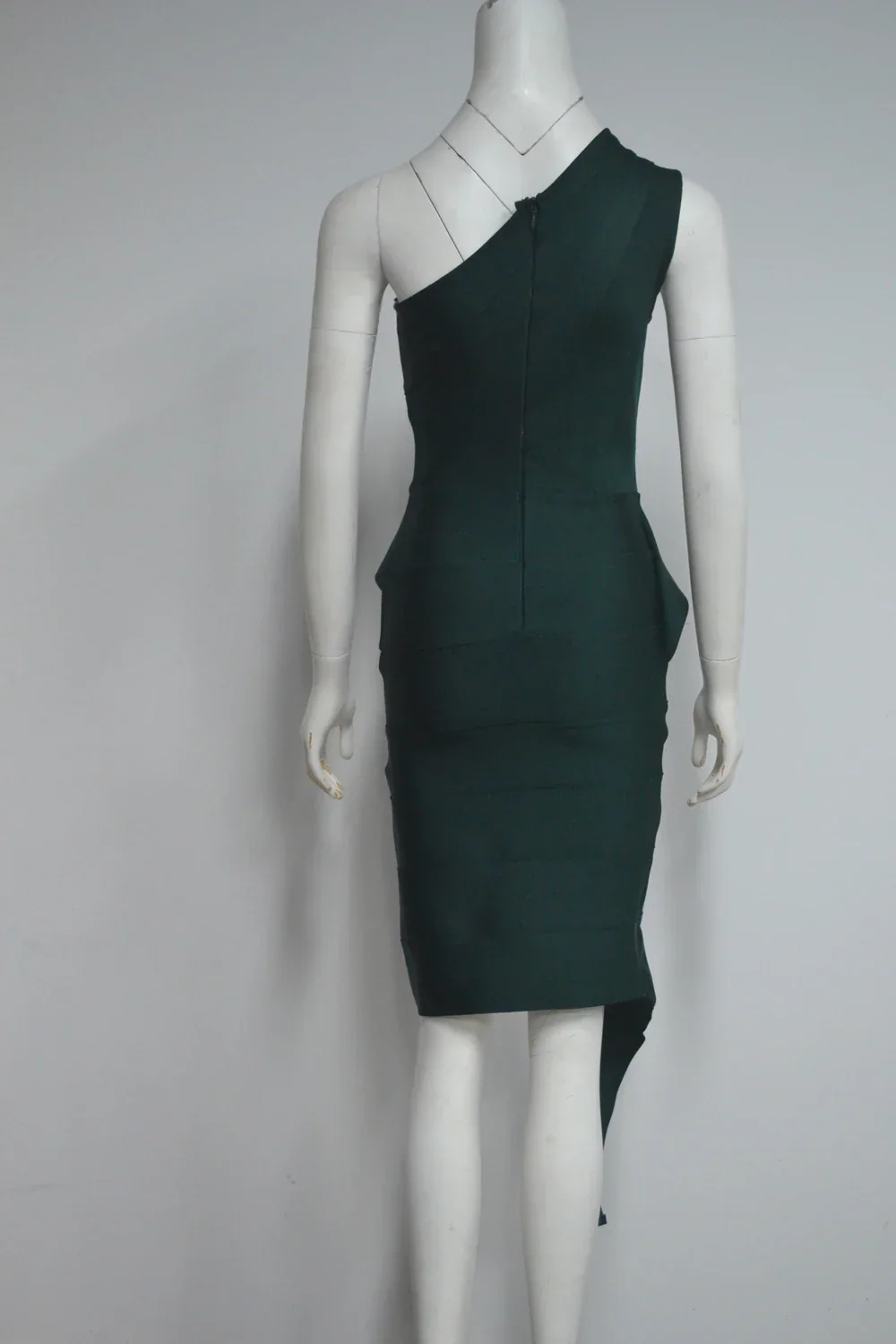 Darkgreen Color Women Sexy One Shoulder Ruffles Bodycon Mini Bandage Dress Office Lady Celebrate Evening Party Outfit Vestido - Image 5