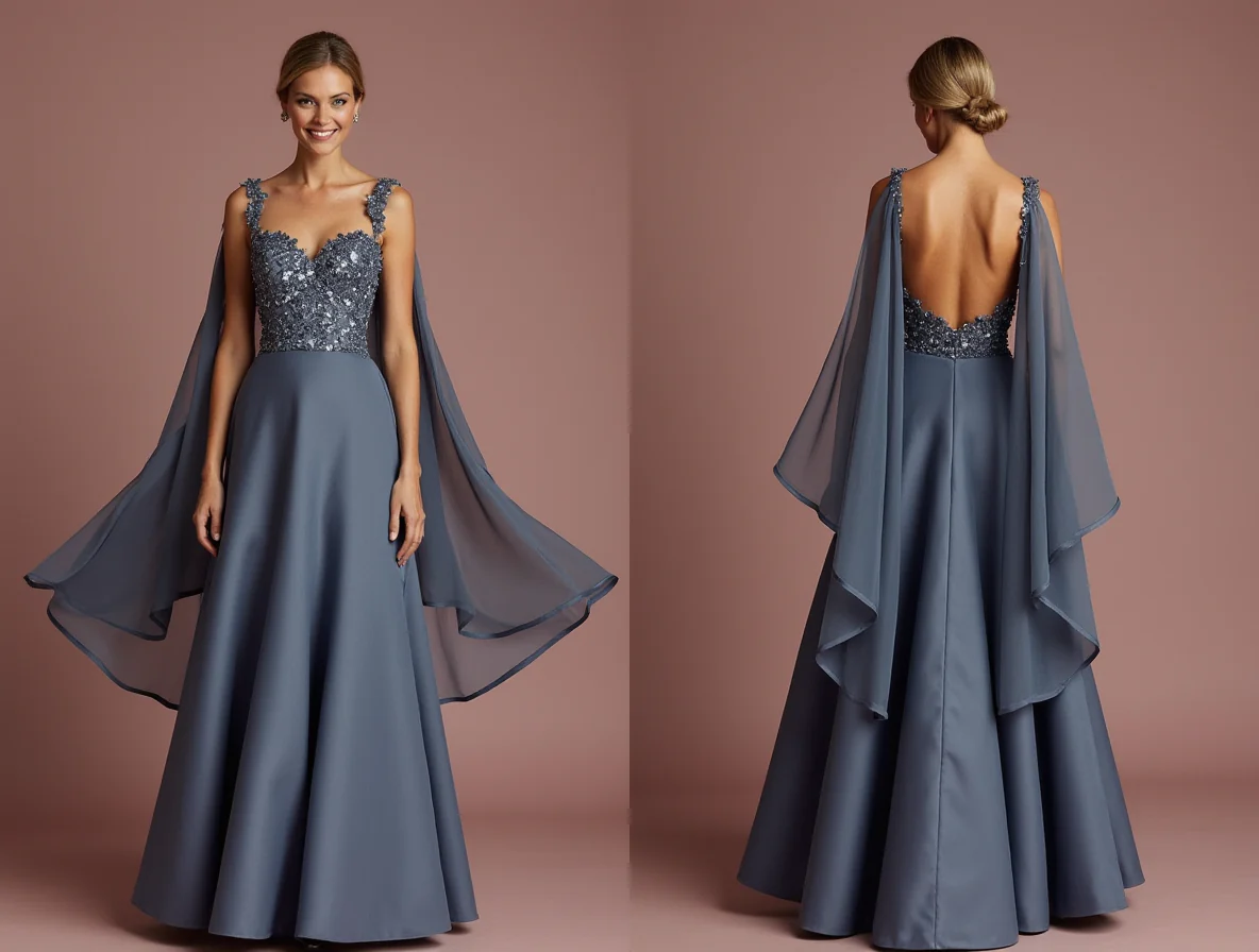 Dazzling Grey Evening Dress & Prom Dress with Sequin Fabric for Maximum Sparkle