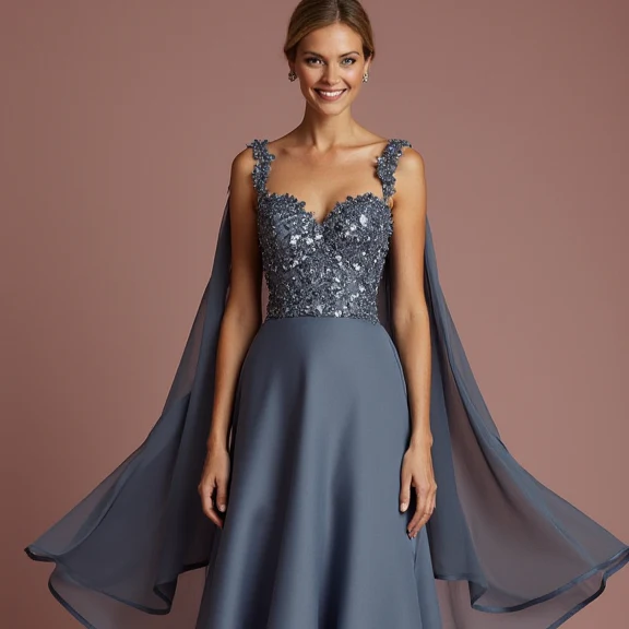 Dazzling Grey Evening Dress & Prom Dress with Sequin Fabric for Maximum Sparkle - Image 4