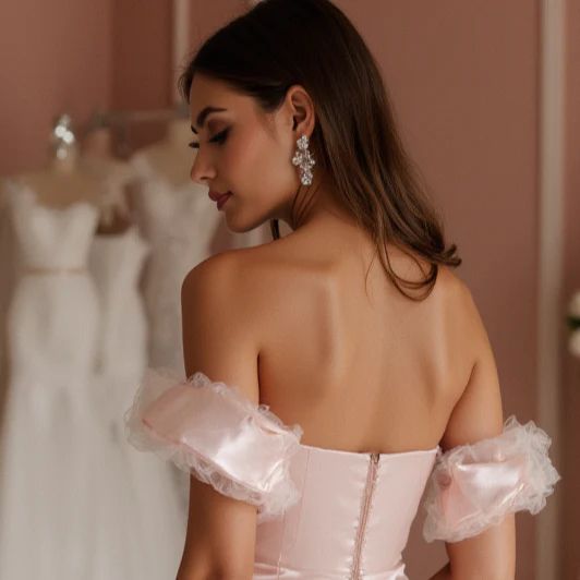 Dazzling Pink Evening Dress & Prom Dress with Pearl Embellishments for a Chic Touch - Image 5