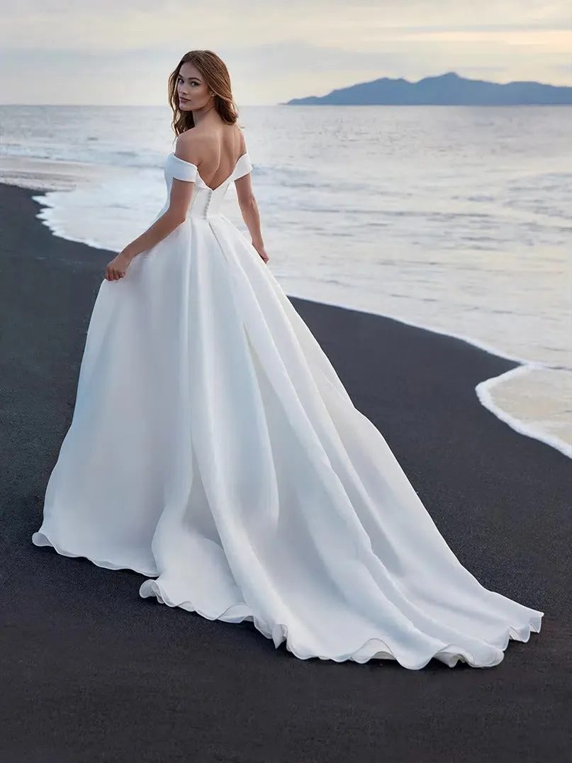 Princess Wedding Dress in White Mikado and Organza Satin Vestido De Novia Bridal Gown Court Train Princess Modern Mermaid Wedding Dress Bow - Image 3
