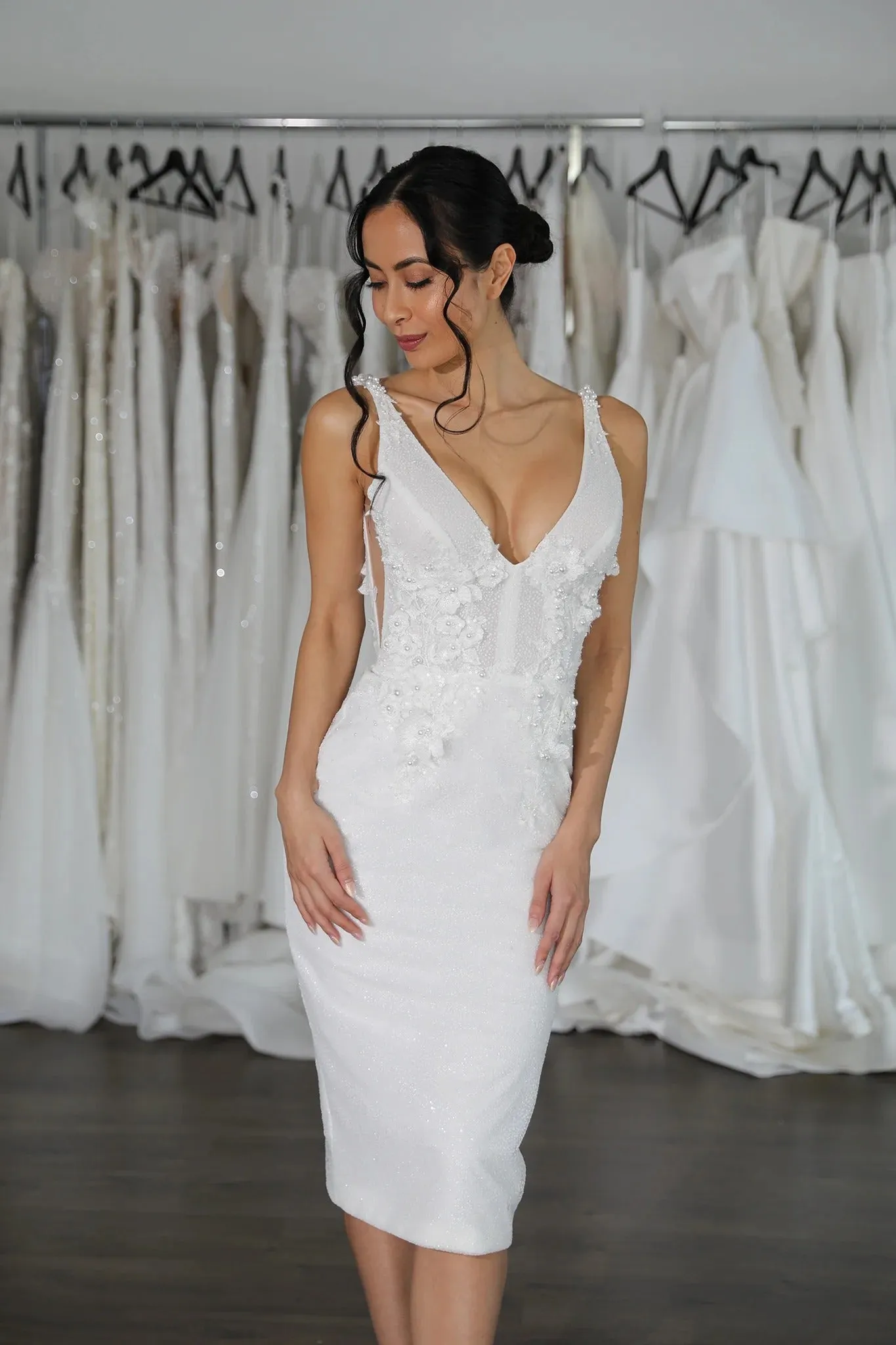 Glittery Tulle with Low U-Back Wedding Dress Bow Court Train Dress Bridal Gown Satin Skirt Vestido De Novia - Image 5