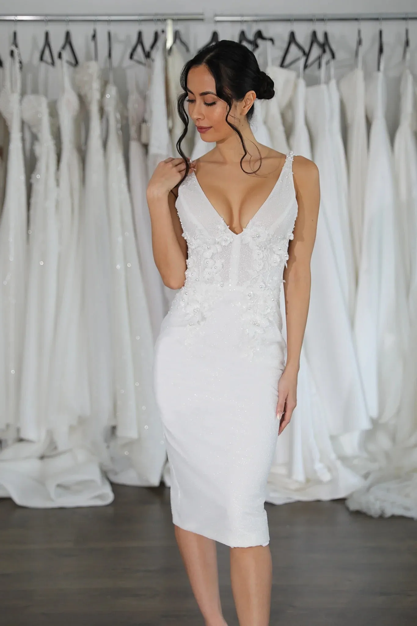 Glittery Tulle with Low U-Back Wedding Dress Bow Court Train Dress Bridal Gown Satin Skirt Vestido De Novia - Image 8