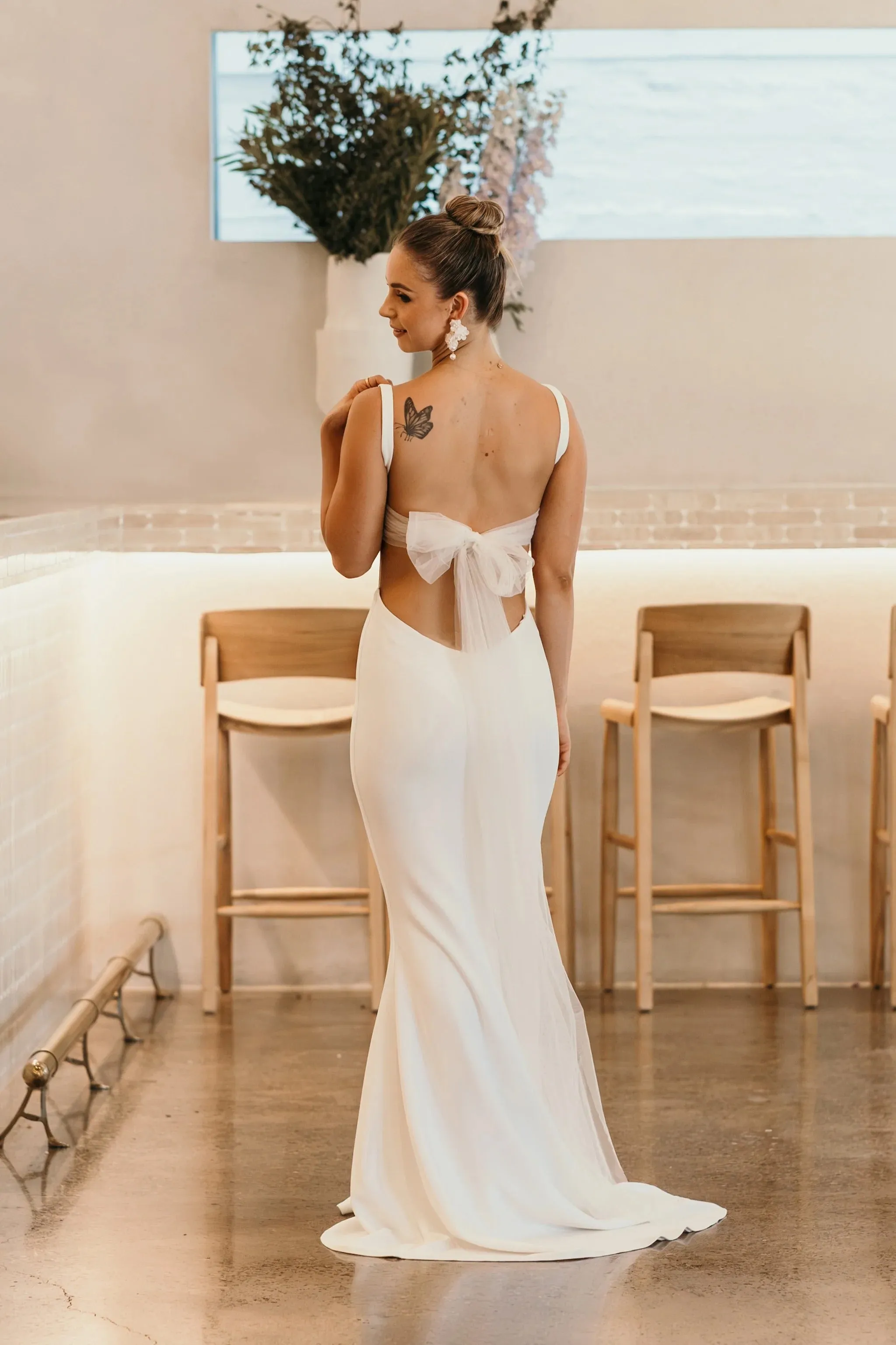 Illusion Mesh Panel Creating a Two-Piece Look with Comfort Wedding Dress Vestido De Novia Bow Court Train Dress Satin Bridal Gown Skirt - Image 5
