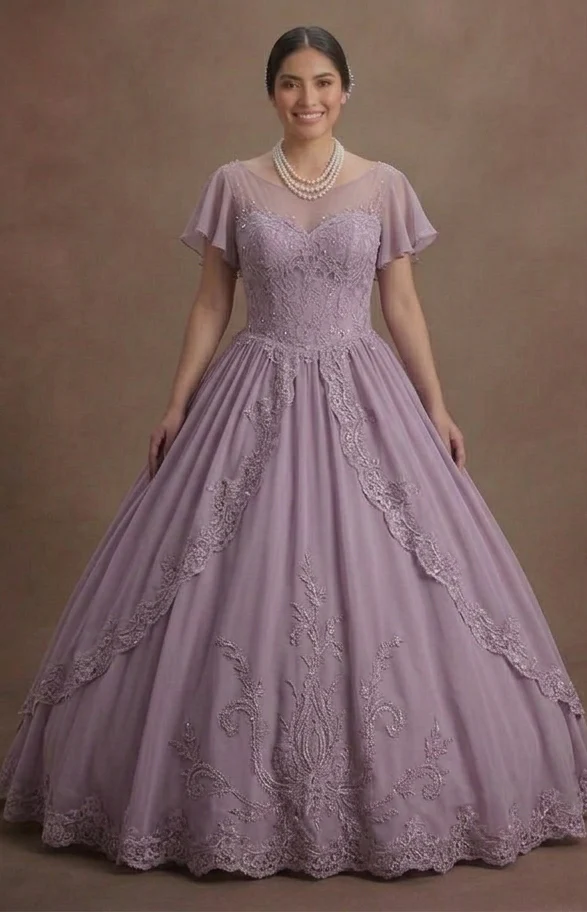 Dreamy Purple Quinceañera Dress Soft Chiffon & Lace - Image 2