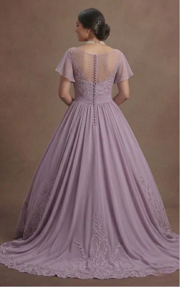 Dreamy Purple Quinceañera Dress Soft Chiffon & Lace - Image 3