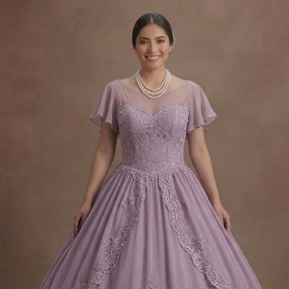 Dreamy Purple Quinceañera Dress Soft Chiffon & Lace - Image 4