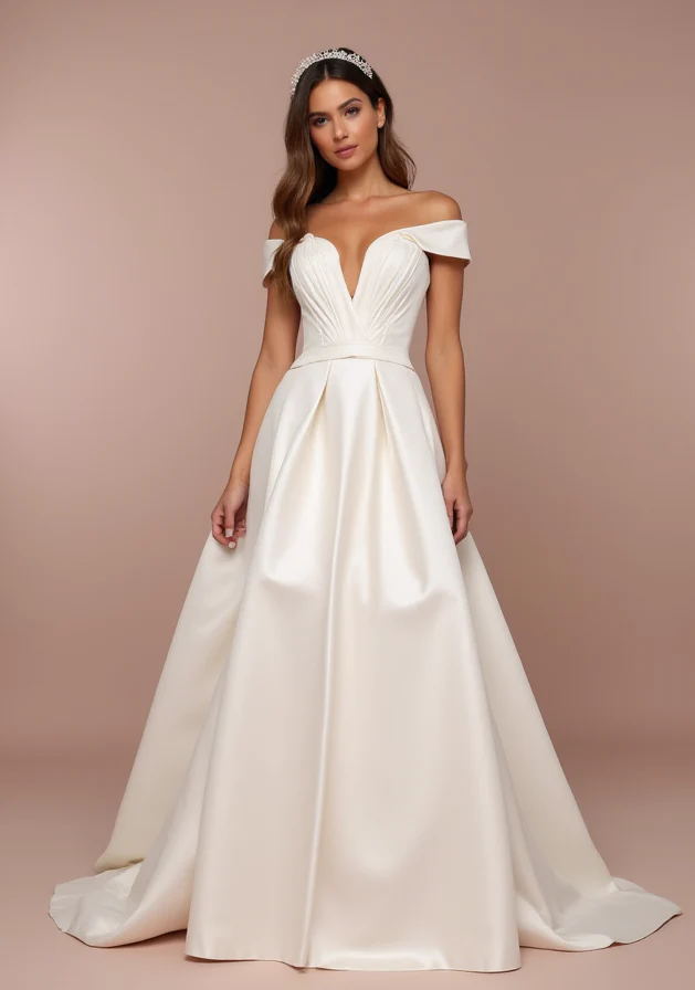 Dreamy White A-Line Bridal Gown with Soft Tulle and Hand-Beaded Details - Image 2