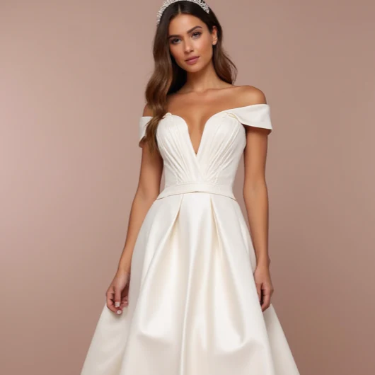 Dreamy White A-Line Bridal Gown with Soft Tulle and Hand-Beaded Details - Image 4