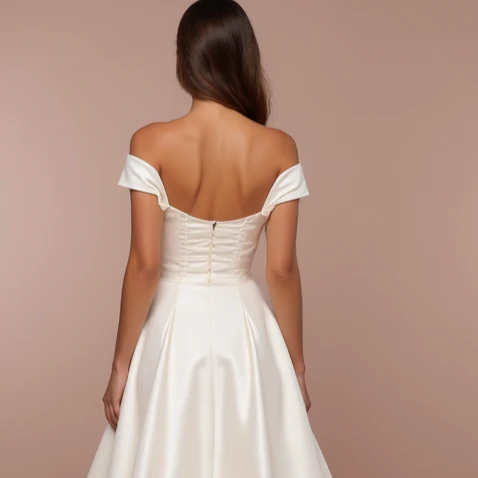 Dreamy White A-Line Bridal Gown with Soft Tulle and Hand-Beaded Details - Image 5