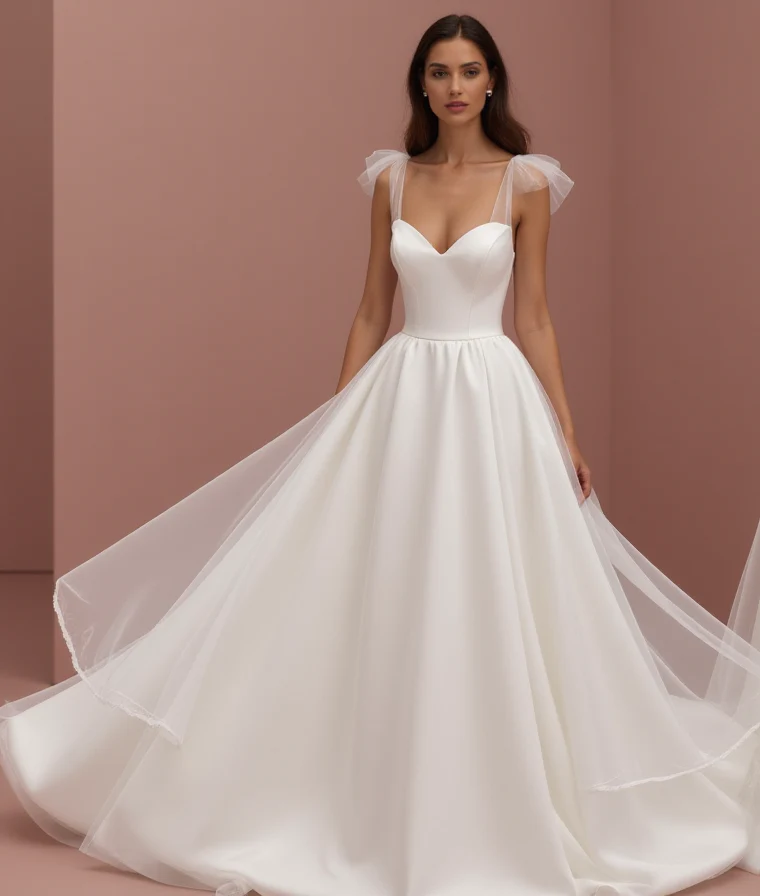 Dreamy White Princess Bridal Gown with Beaded Bodice and Cathedral-Length Train - Image 2