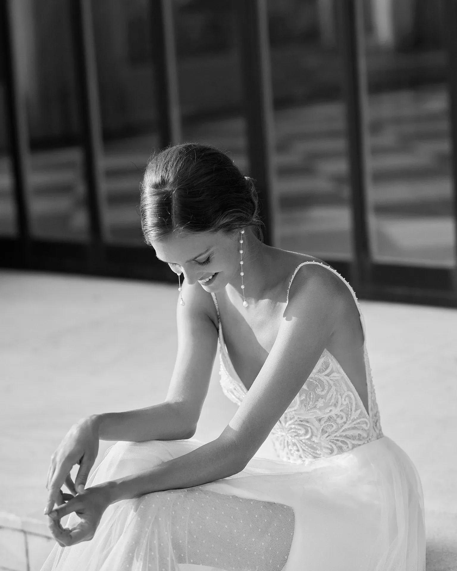Elegant A-Line Bridal Dress with Straps, V-Neckline & Flattering Natural Waistline for a Timeless Bridal Look - Image 3