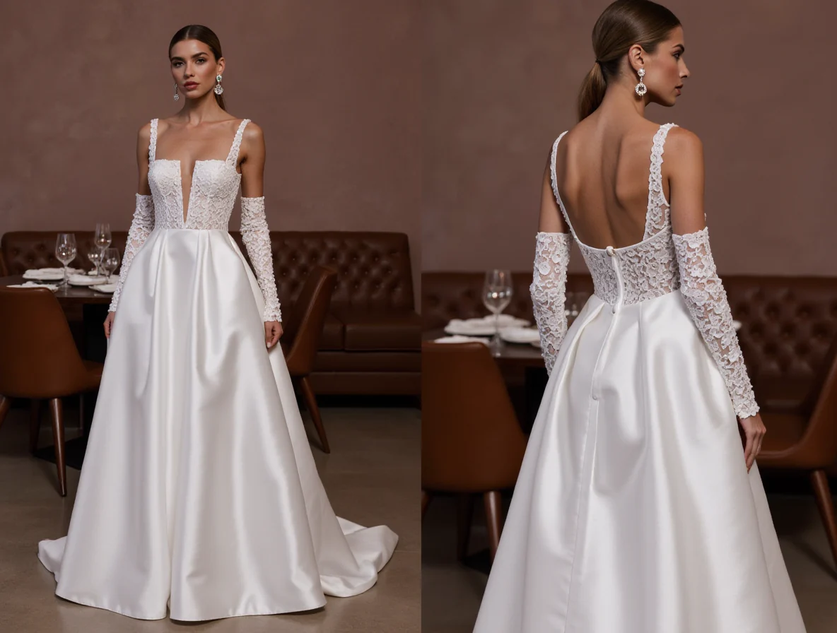 Elegant A-Line Gown with a Beaded Bodice for a Sparkling Bridal Look