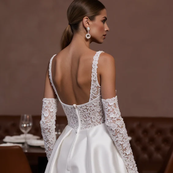 Elegant A-Line Gown with a Beaded Bodice for a Sparkling Bridal Look - Image 5