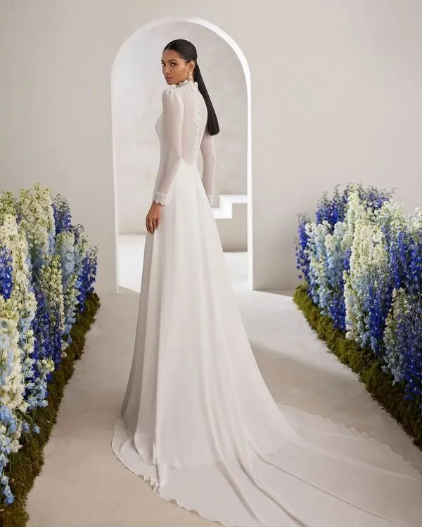 Fluid Two-Piece Ballgown-Style Wedding Dress Satin Court Train Bow Vestido De Novia Bridal Gown Princess Sleeveless Mermaid - Image 2