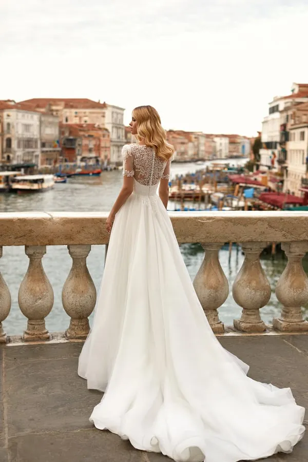Elegant A-Line Wedding Dress Women Open Back V-Neck Lace Tulle Bridal Gown Vestidos De Noiva Customized - Image 2