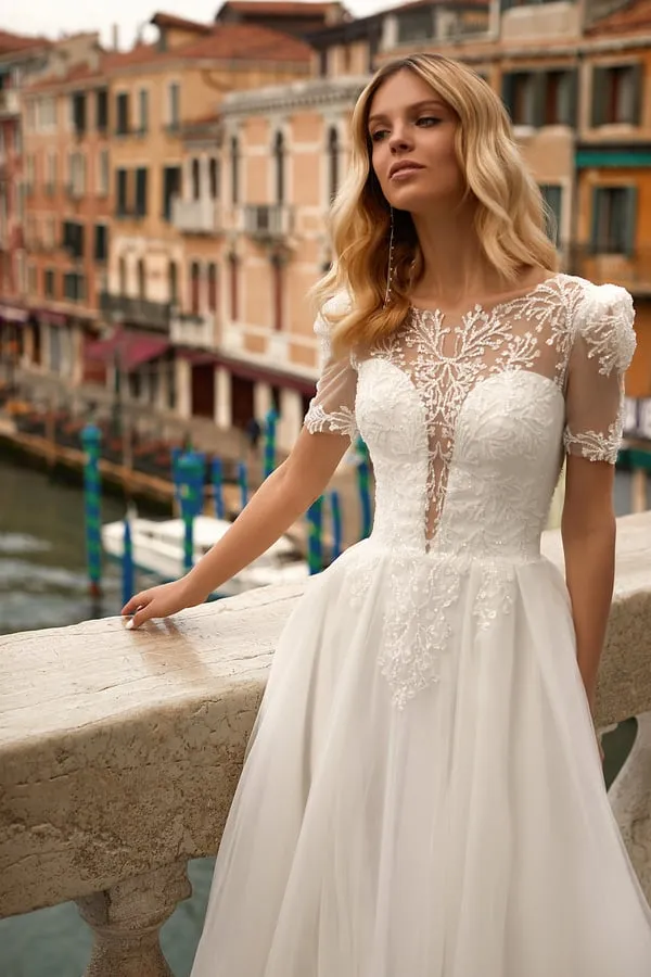 Elegant A-Line Wedding Dress Women Open Back V-Neck Lace Tulle Bridal Gown Vestidos De Noiva Customized - Image 3